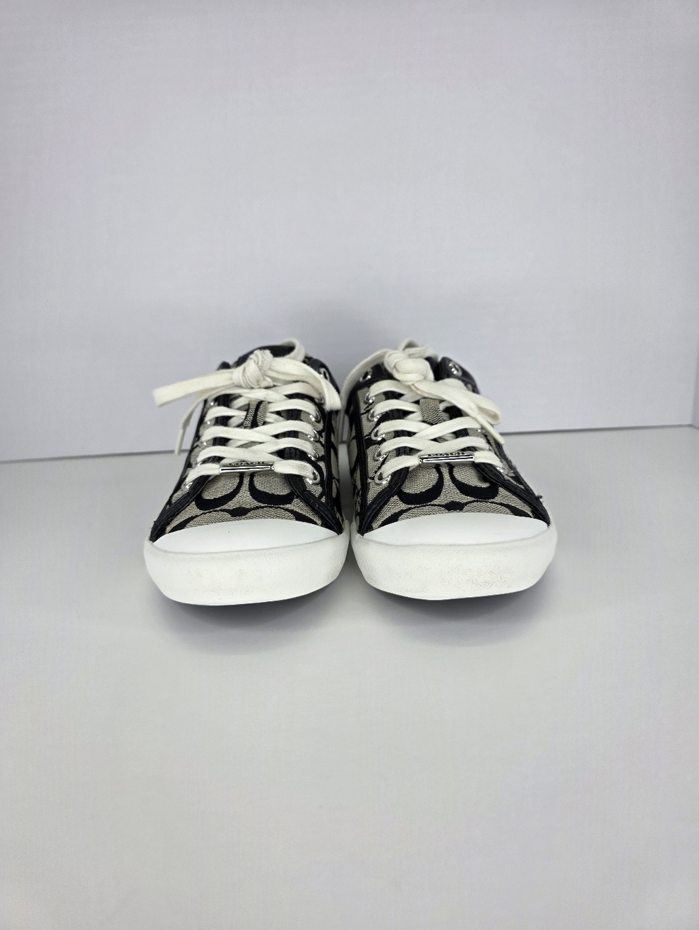 Y2K COACH Women's Francesca C Signature Logo Black Gray Sneakers Size 7.5B - Picture 4 of 16